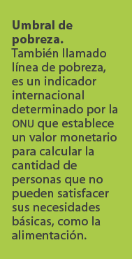 Umbral de pobreza. Tambi n llamado l nea de pobreza, es un indicador internacional determinado por la onu que estable...