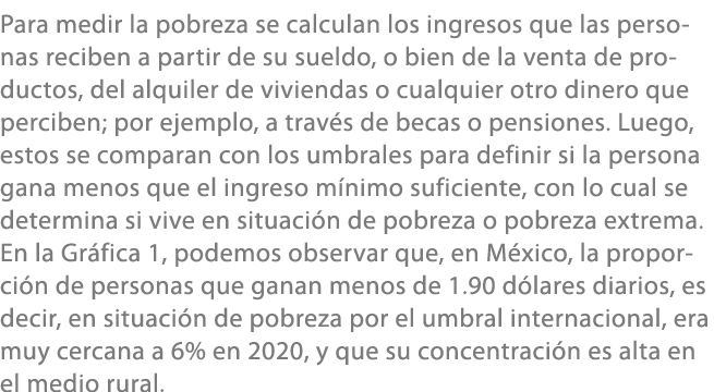 Para medir la pobreza se calculan los ingresos que las personas reciben a partir de su sueldo, o bien de la venta de ...