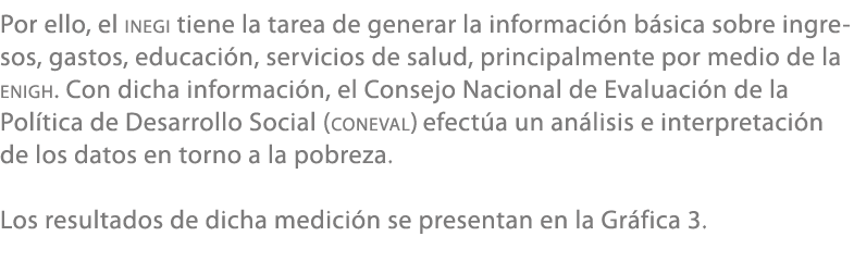 Por ello, el INEGI tiene la tarea de generar la informaci n b sica sobre ingresos, gastos, educaci n, servicios de sa...