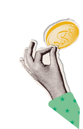 Set of hands holding money elements for y2k collages. Halftone Retro piggy bank, coins, plastic card isolated on white background. Vector illustration