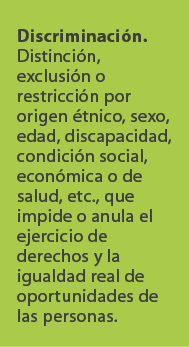 Discriminaci n. Distinci n, exclusi n o restricci n por origen tnico, sexo, edad, discapacidad, condici n social, ec...