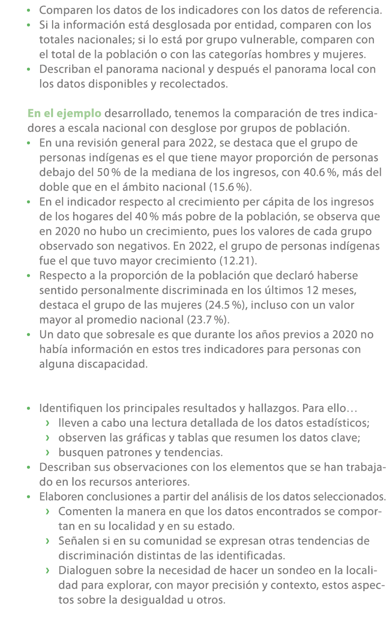 • Comparen los datos de los indicadores con los datos de referencia. • Si la informaci n est desglosada por entidad,...
