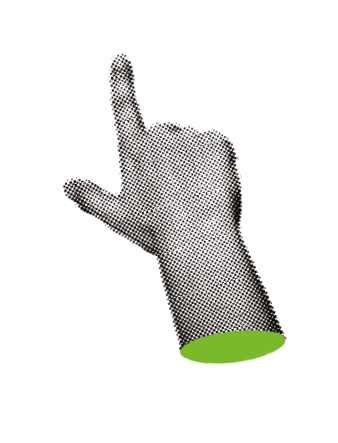 Collage element with pointing hands and doodle arrows. Fingers touch, click or tap. Cut out shapes, hand gesture for grunge trendy design. Modern retro vector illustration, objects are isolated