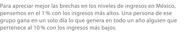 Para apreciar mejor las brechas en los niveles de ingresos en M xico, pensemos en el 1 % con los ingresos m s altos. ...