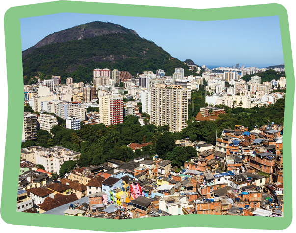 Rio de Janeiro from a high angle view inside favela Santa Marta.