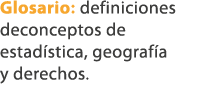 Glosario: definiciones deconceptos de estad stica, geograf a y derechos.