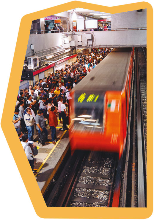 Subway of Chapultepec, Mexico City, October 16, 2019 - Rush hour in Chapultepec Metro Station. Group of crowded people waits for the metro in Mexico City