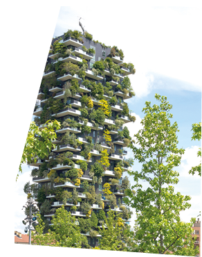 Milan, Lombardy, Italy - MAY, 5, 2024: the Bosco Verticale skyscrapers, a modern example of vertical forest and sustainable architecture, seen fron the nearby Biblioteca degli Alberi Park.