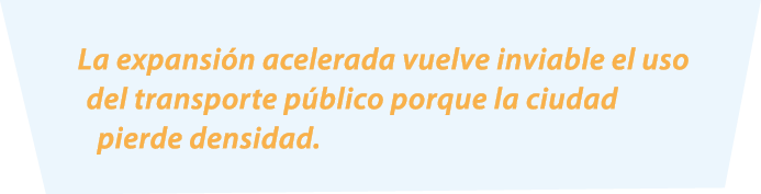 La expansi n acelerada vuelve inviable el uso del transporte p blico porque la ciudad pierde densidad.