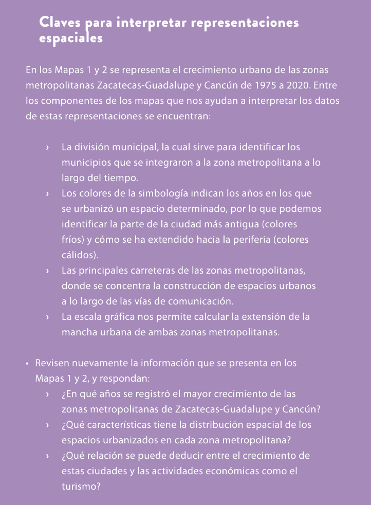 Claves para interpretar representaciones espaciales En los Mapas 1 y 2 se representa el crecimiento urbano de las zon...