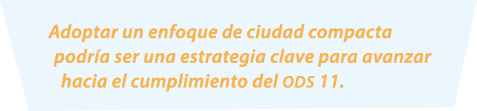 Adoptar un enfoque de ciudad compacta podr a ser una estrategia clave para avanzar hacia el cumplimiento del ods 11. 