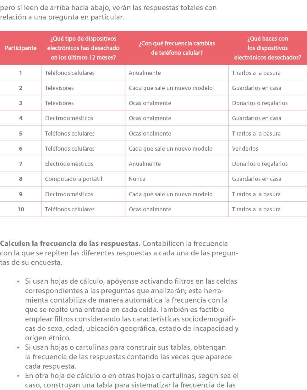 pero si leen de arriba hacia abajo, ver n las respuestas totales con relaci n a una pregunta en particular. Calculen ...