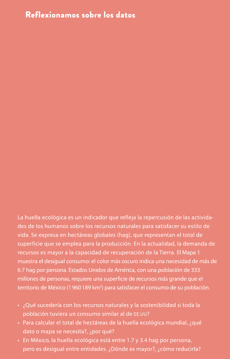 Reflexionamos sobre los datos La huella ecol gica es un indicador que refleja la repercusi n de las actividades de lo...