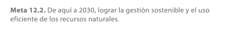 Meta 12.2. De aqu a 2030, lograr la gesti n sostenible y el uso eficiente de los recursos naturales.
