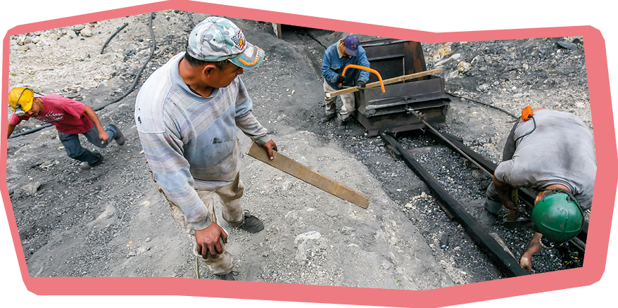M zquiz, Mexico, January 17 -- A group of coal miners work outside a mine entrance in the M zquiz region in the state of Coahuila in northern Mexico, about 100 kilometers from the border between Mexico and the United States.