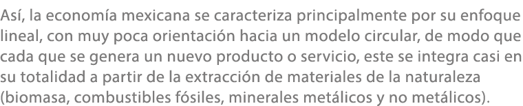 As , la econom a mexicana se caracteriza principalmente por su enfoque lineal, con muy poca orientaci n hacia un mode...