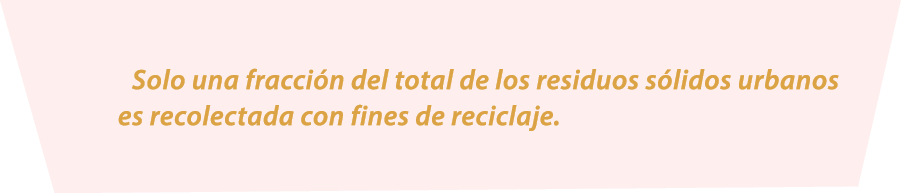 Solo una fracci n del total de los residuos s lidos urbanos es recolectada con fines de reciclaje.