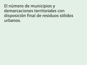 El n mero de municipios y demarcaciones territoriales con disposici n final de residuos s lidos urbanos.