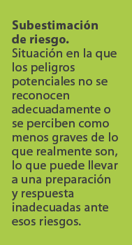 Subestimaci n de riesgo. Situaci n en la que los peligros potenciales no se reconocen adecuadamente o se perciben com...