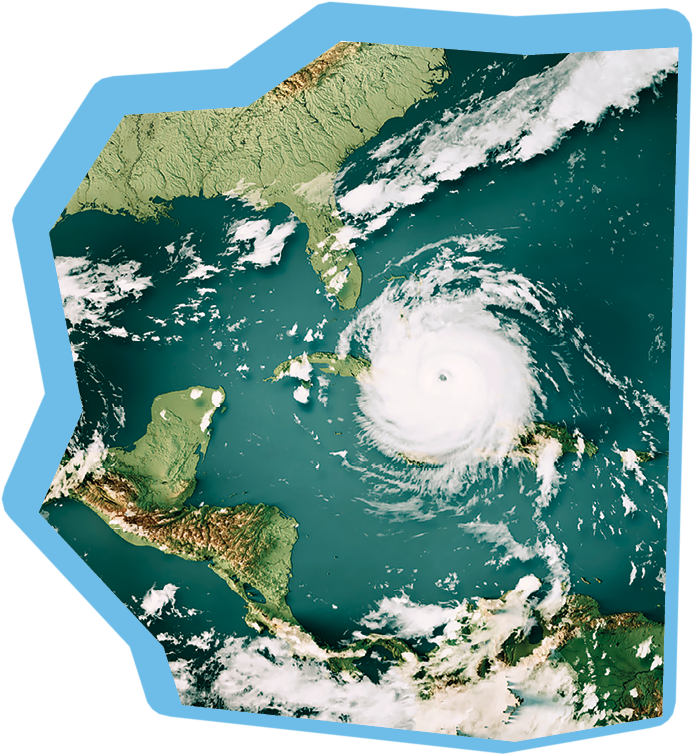 3D Render of a Topographic Map of the Caribbean Sea with the clouds from September 08, 2017. Three Major Hurricanes on a single day: Hurricane Katia, Hurricane Irma and Hurricane Jose (from left to right). All source data is in the public domain. Cloud texture: Global Imagery Browse Services (GIBS) courtesy of NASA, VIIRS data courtesy of NOAA. https://www.earthdata.nasa.gov/eosdis/science-system-description/eosdis-components/gibs Color texture: Made with Natural Earth. http://www.naturalearthdata.com/downloads/10m-raster-data/10m-cross-blend-hypso/ Relief texture: GMTED 2010 data courtesy of USGS. URL of source image: https://topotools.cr.usgs.gov/gmted_viewer/viewer.htm Water texture: SRTM Water Body SWDB: https://dds.cr.usgs.gov/srtm/version2_1/SWBD/