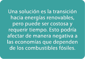 Una soluci n es la transici n hacia energ as renovables, pero puede ser costosa y requerir tiempo. Esto podr a afecta...