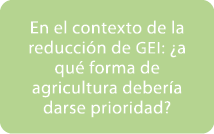 En el contexto de la reducci n de GEI: ¿a qu forma de agricultura deber a darse prioridad? 