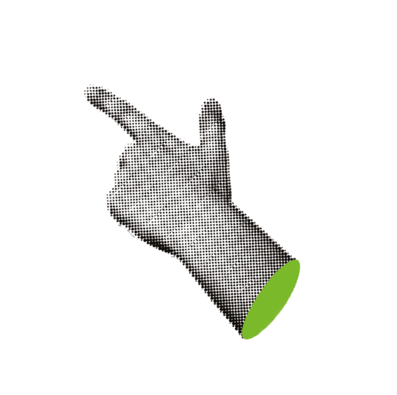 Collage element with pointing hands and doodle arrows. Fingers touch, click or tap. Cut out shapes, hand gesture for grunge trendy design. Modern retro vector illustration, objects are isolated