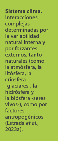 Sistema clima. Interacciones complejas determinadas por la variabilidad natural interna y por forzantes externos, tan...