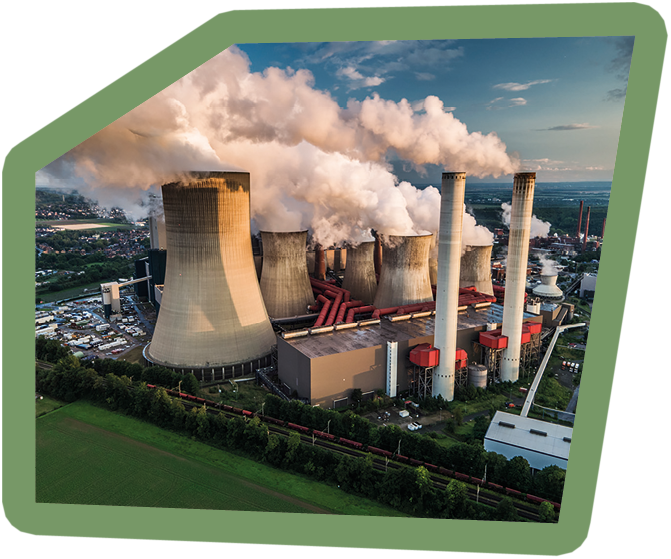 Aerial view of a coal fired power station in Germany.