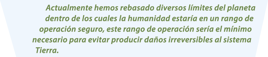 Actualmente hemos rebasado diversos l mites del planeta dentro de los cuales la humanidad estar a en un rango de oper...