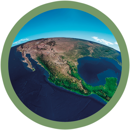 Map of Central America, satellite view. Mexico and United States, physical map. reliefs and mountains. Elements of this image are furnished by Nasa. 3d render https://visibleearth.nasa.gov/images/73801/september-blue-marble-next-generation-w-topography-and-bathymetry/73812l