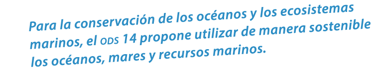 Para la conservaci n de los oc anos y los ecosistemas marinos, el ods 14 propone utilizar de manera sostenible los oc...
