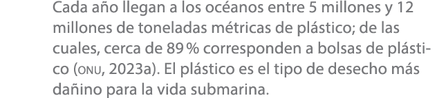Cada a o llegan a los oc anos entre 5 millones y 12 millones de toneladas m tricas de pl stico; de las cuales, cerca ...