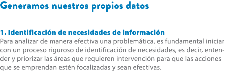 Generamos nuestros propios datos 1. Identificaci n de necesidades de informaci n Para analizar de manera efectiva una...