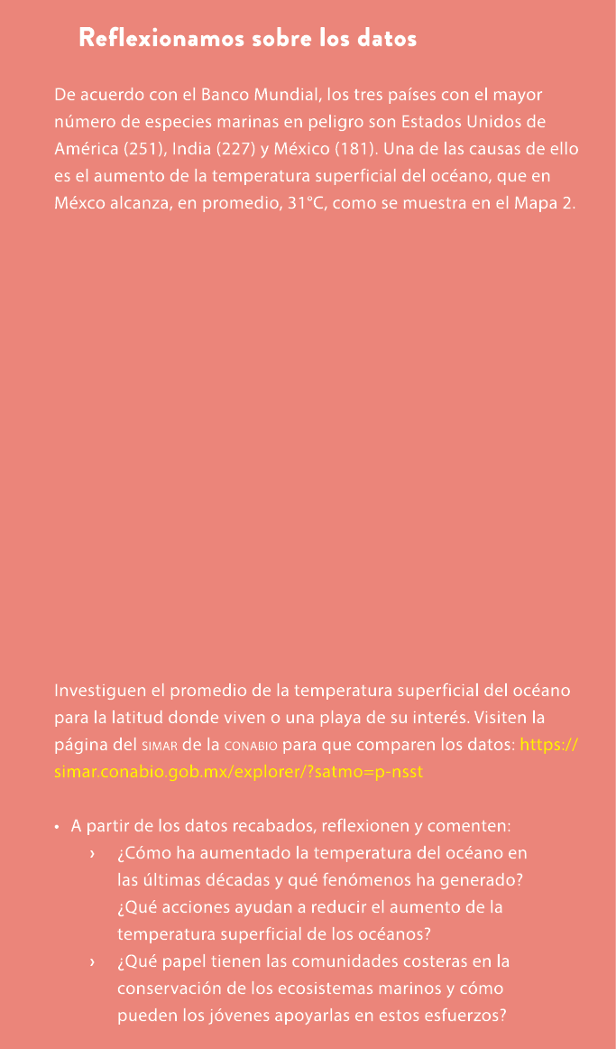 Reflexionamos sobre los datos De acuerdo con el Banco Mundial, los tres pa ses con el mayor n mero de especies marina...