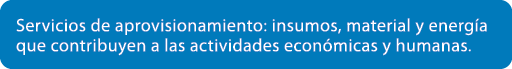 Servicios de aprovisionamiento: insumos, material y energ a que contribuyen a las actividades econ micas y humanas.