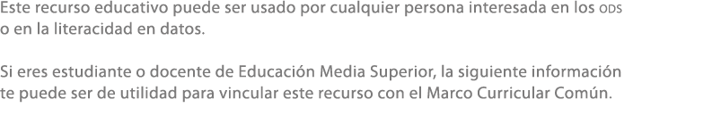 Este recurso educativo puede ser usado por cualquier persona interesada en los ods o en la literacidad en datos. Si e...