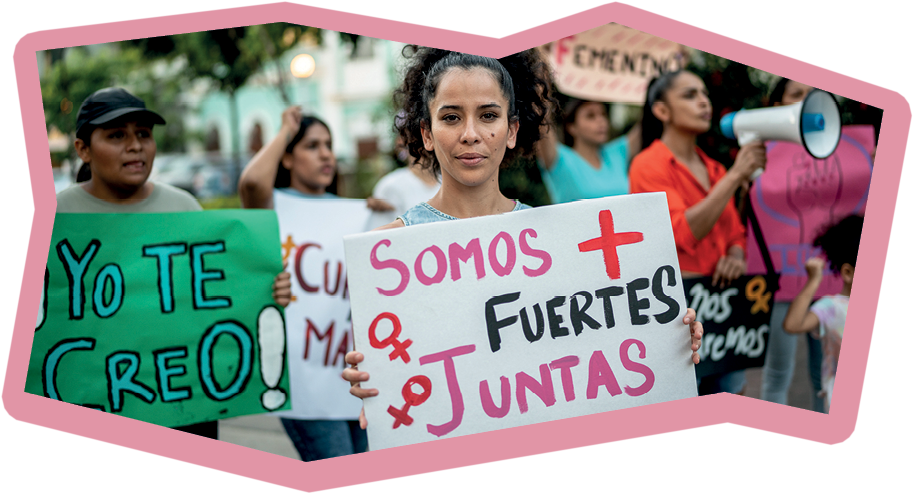 Portrait of mid adult woman holding a sign on a protest