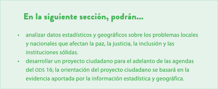 En la siguiente secci n, podr n... • analizar datos estad sticos y geogr ficos sobre los problemas locales y nacional...