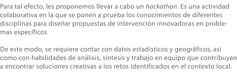 Para tal efecto, les proponemos llevar a cabo un hackathon. Es una actividad colaborativa en la que se ponen a prueba...