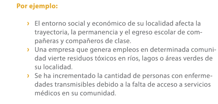 Por ejemplo: › El entorno social y econ mico de su localidad afecta la trayectoria, la permanencia y el egreso escola...