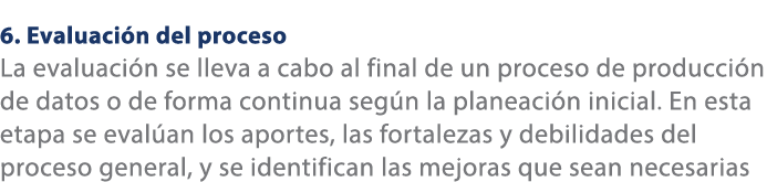 6. Evaluaci n del proceso La evaluaci n se lleva a cabo al final de un proceso de producci n de datos o de forma cont...
