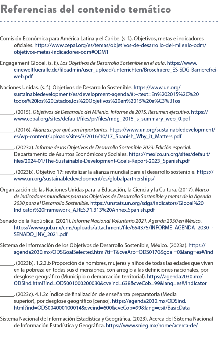 Referencias del contenido tem tico Comisi n Econ mica para Am rica Latina y el Caribe. (s. f.). Objetivos, metas e in...