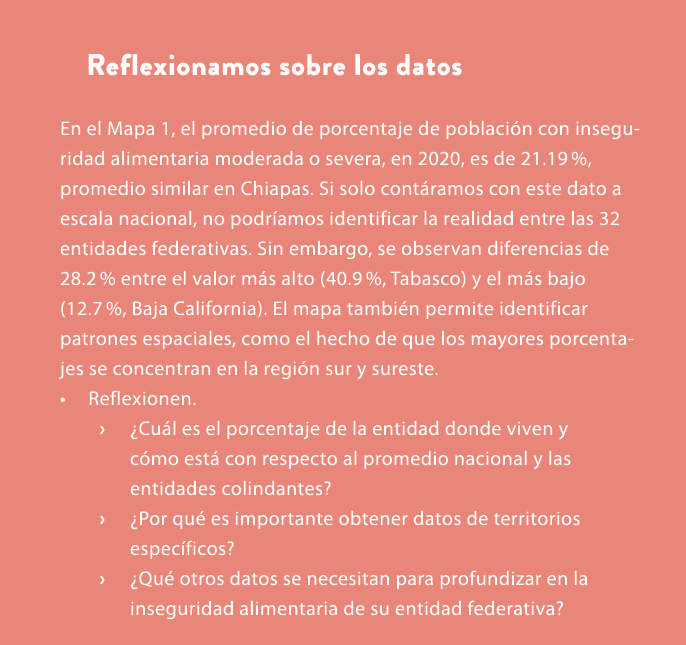 Reflexionamos sobre los datos En el Mapa 1, el promedio de porcentaje de poblaci n con inseguridad alimentaria modera...