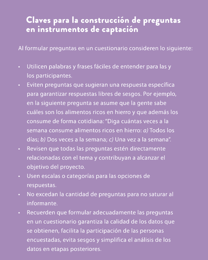 Claves para la construcci n de preguntas en instrumentos de captaci n Al formular preguntas en un cuestionario consid...