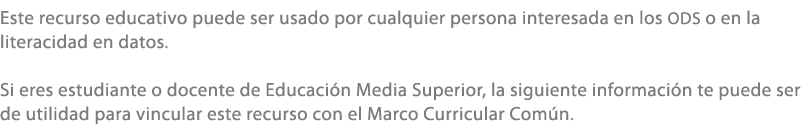 Este recurso educativo puede ser usado por cualquier persona interesada en los ods o en la literacidad en datos. Si e...