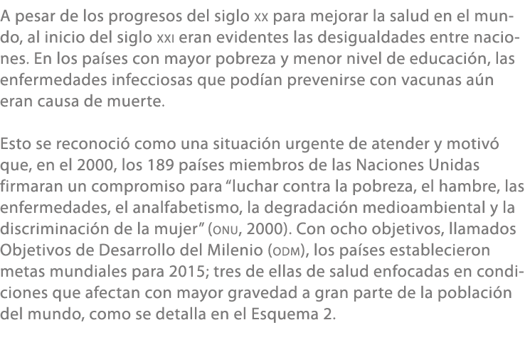 A pesar de los progresos del siglo xx para mejorar la salud en el mundo, al inicio del siglo xxi eran evidentes las d...