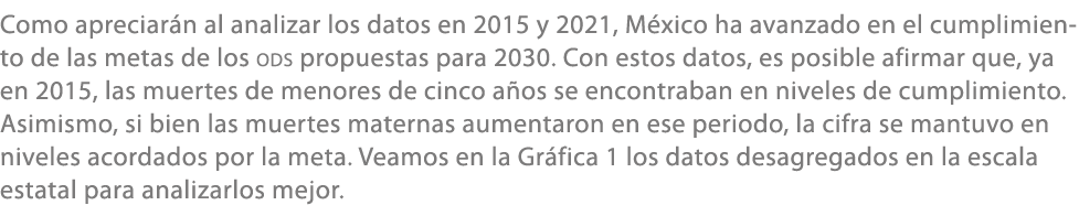 Como apreciar n al analizar los datos en 2015 y 2021, M xico ha avanzado en el cumplimiento de las metas de los oDS p...
