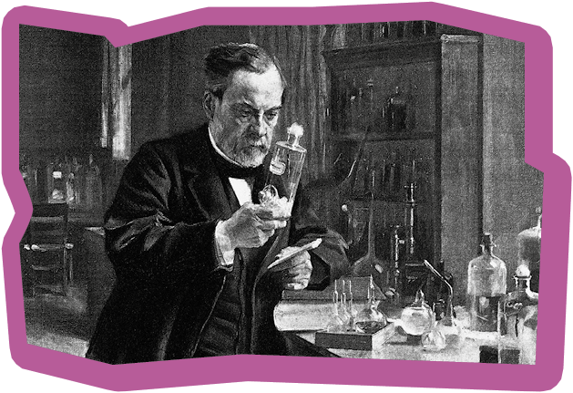 Portrait of Louis Pasteur (1822-1895)in his laboratory.Vintage etching circa late 19th century