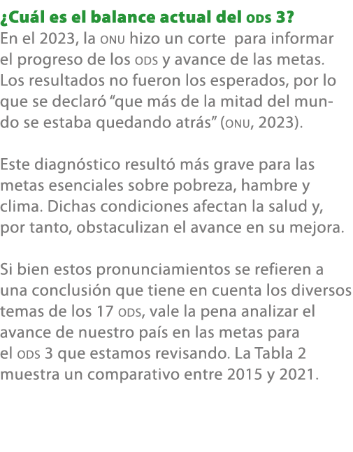 ¿Cu l es el balance actual del ods 3? En el 2023, la onu hizo un corte para informar el progreso de los oDS y avance ...